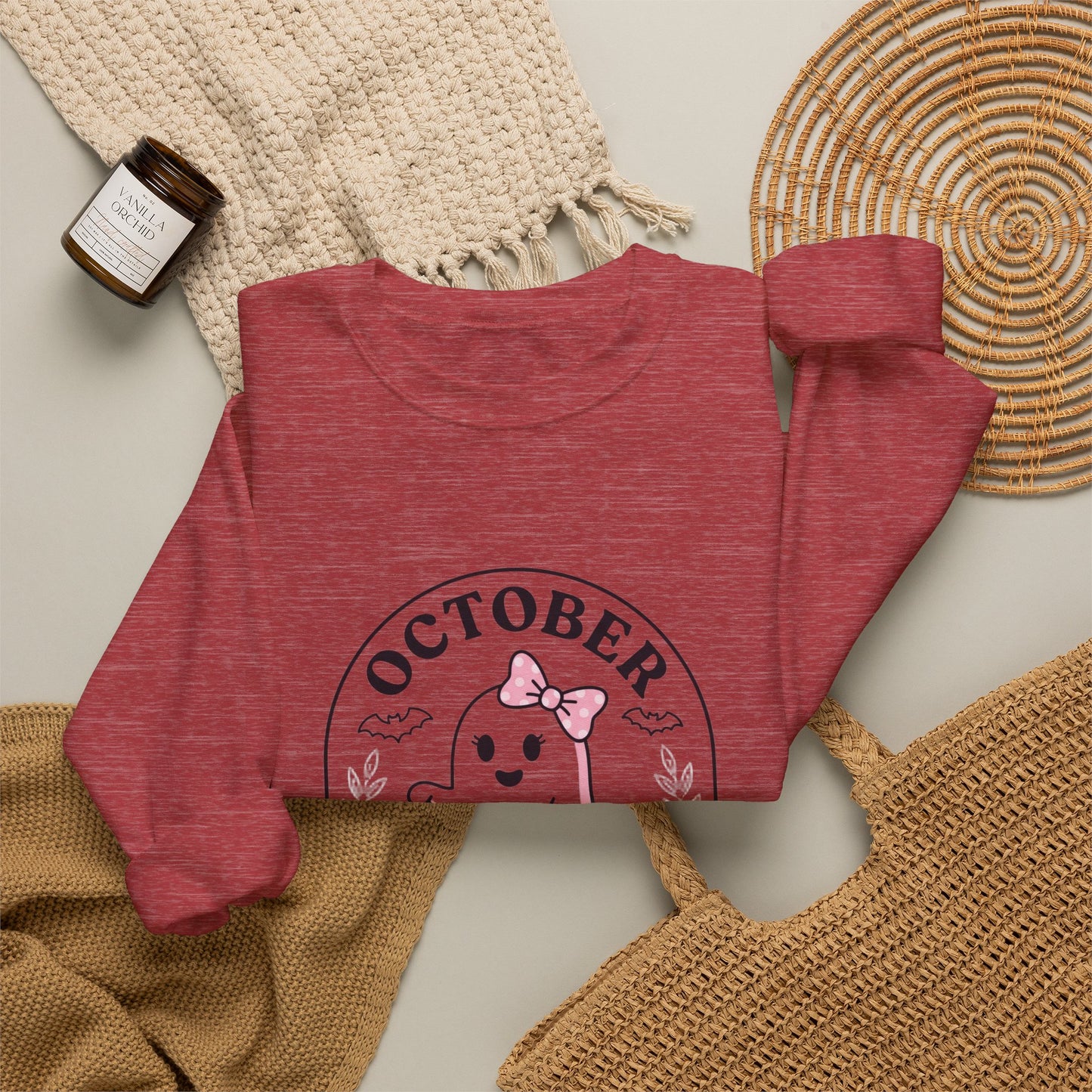 Pink Boo Crew Breast Cancer Awareness Sweatshirt | October Ribbon