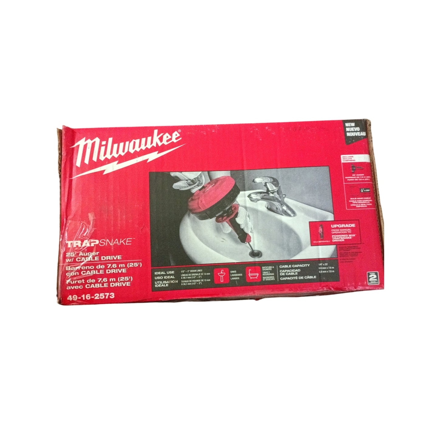 Milwaukee 49-16-2573 TRAPSNAKE 25 ft. Auger w/ CABLE DRIVE