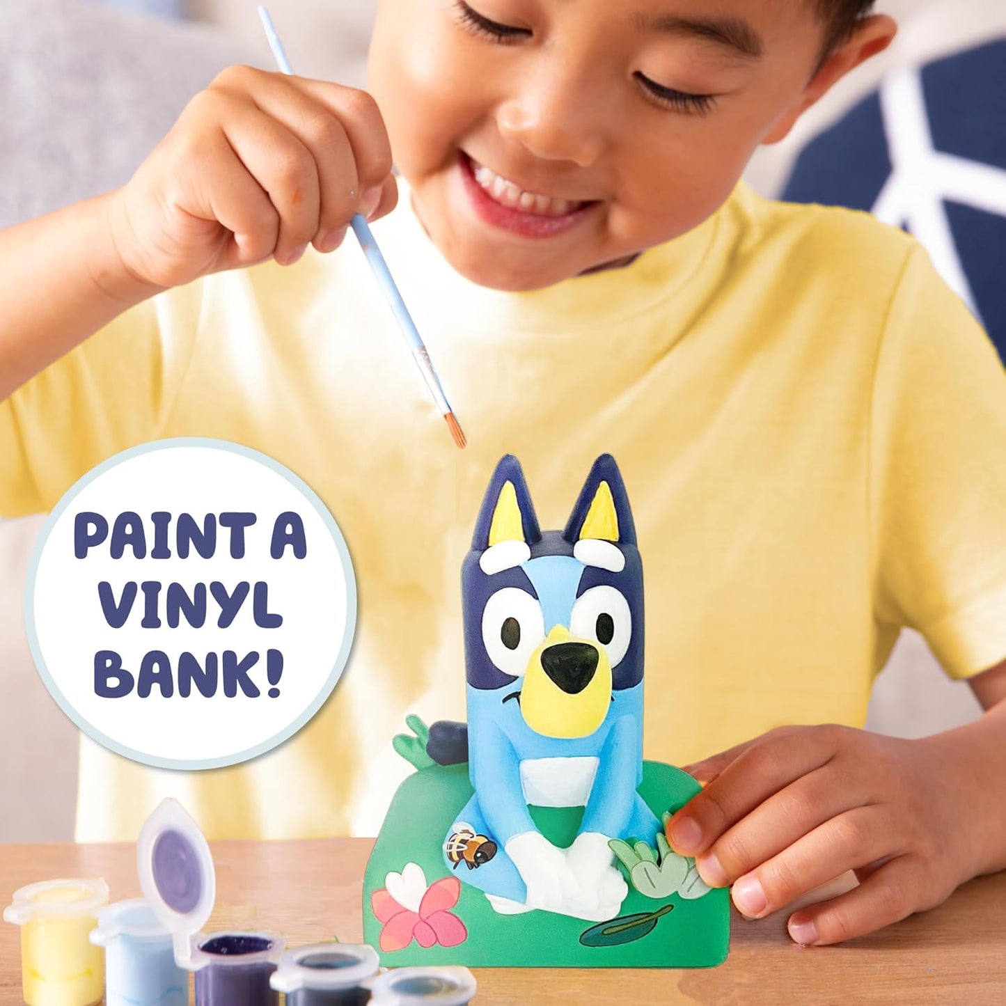 Bluey Paint Your Own Bank Includes 6 Paints Stickers Vinyl Piggy Bank for Kids