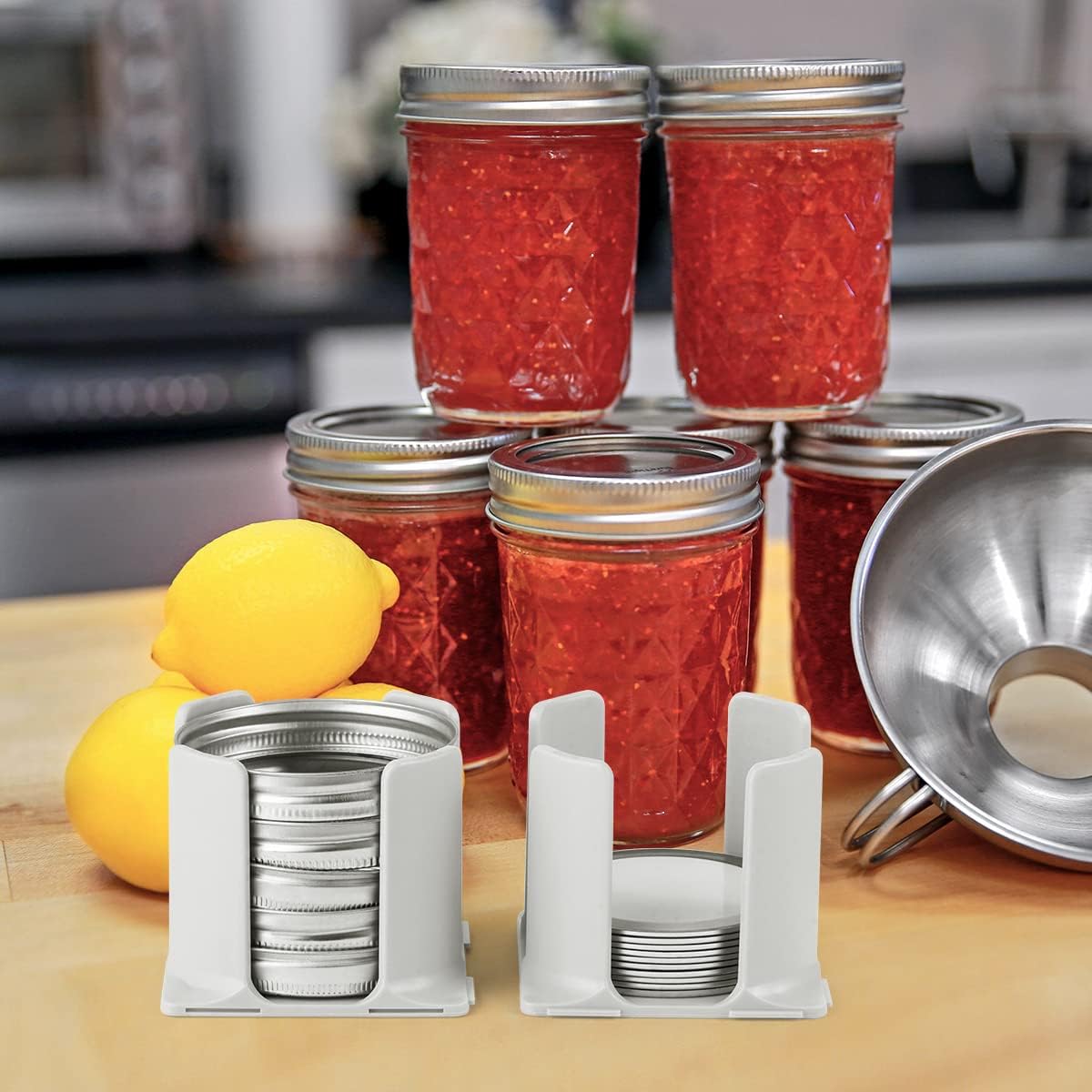 Canning Mason Jar Lid Storage Organizer 4 Pk for Storing Wide & Regular Mouth Lids Rings