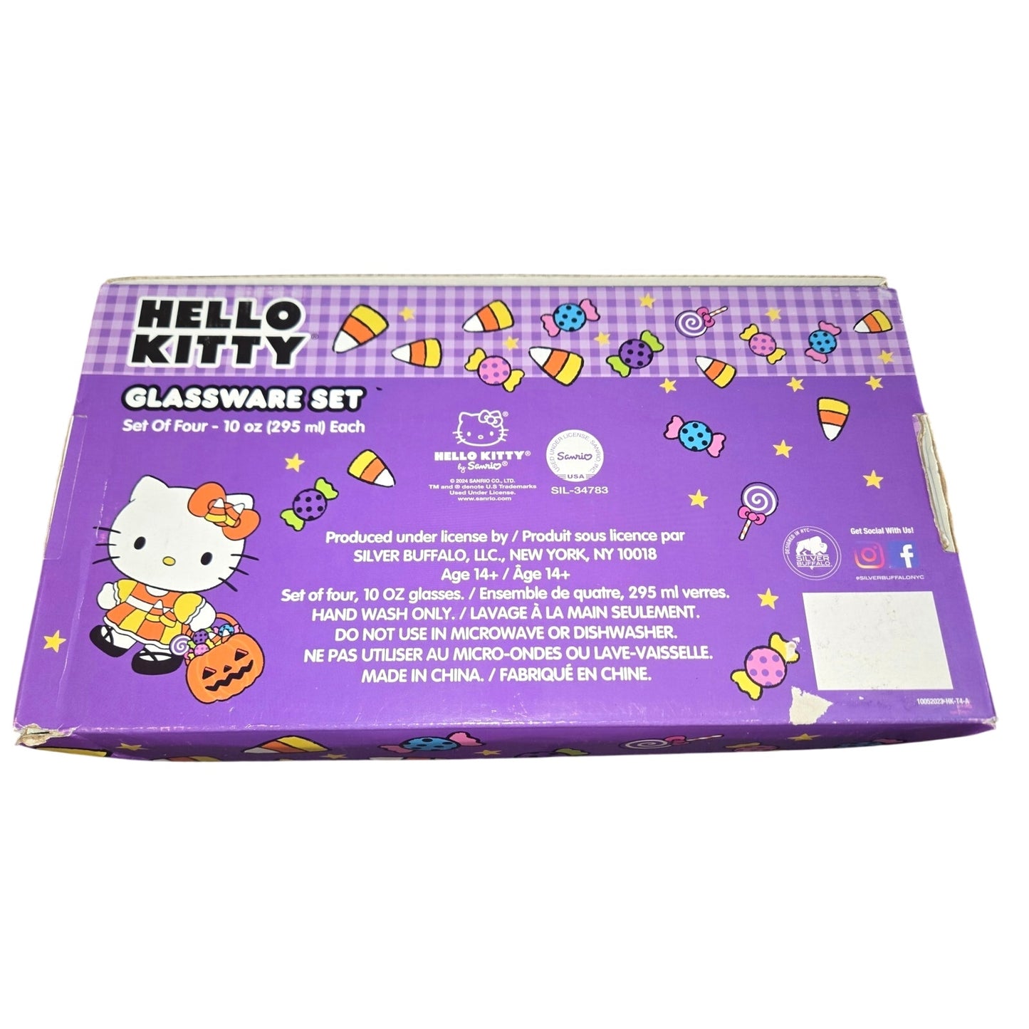 Hello Kitty and Friends Sparkly Halloween Glassware Set of 4 - 10oz Glasses NEW