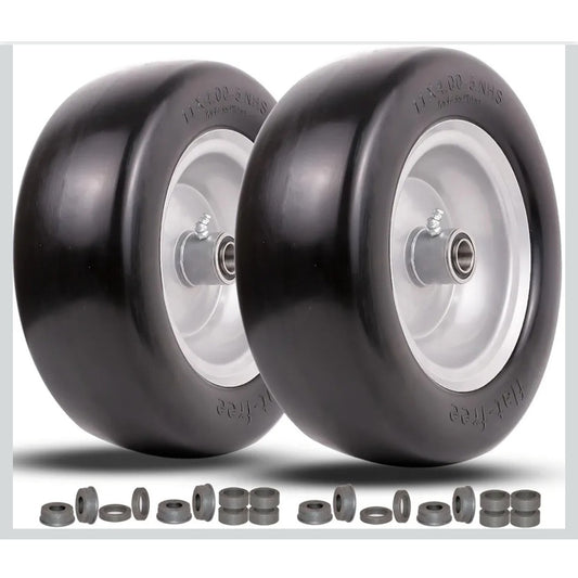 11x4.00-5 Zero Turn Lawn Mower Flat Free Wheels / Tires Set of 2