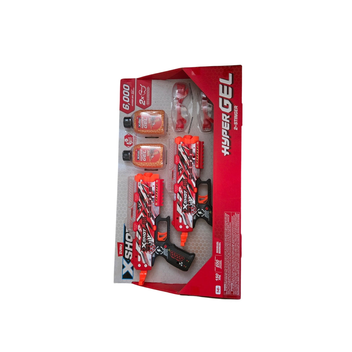 XSHOT Hyper Gel Stinger Blaster 2-Pack with 6000 Gel Pellets & Safety Glasses - New