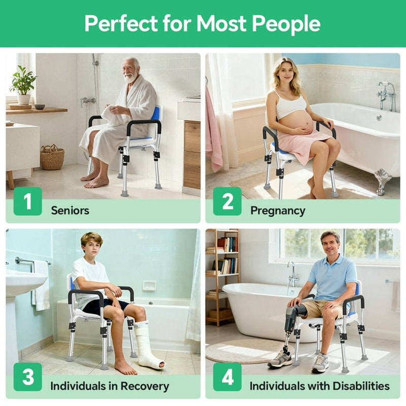 Shower Chair Shower Stool for Inside Shower with Removable Armrests