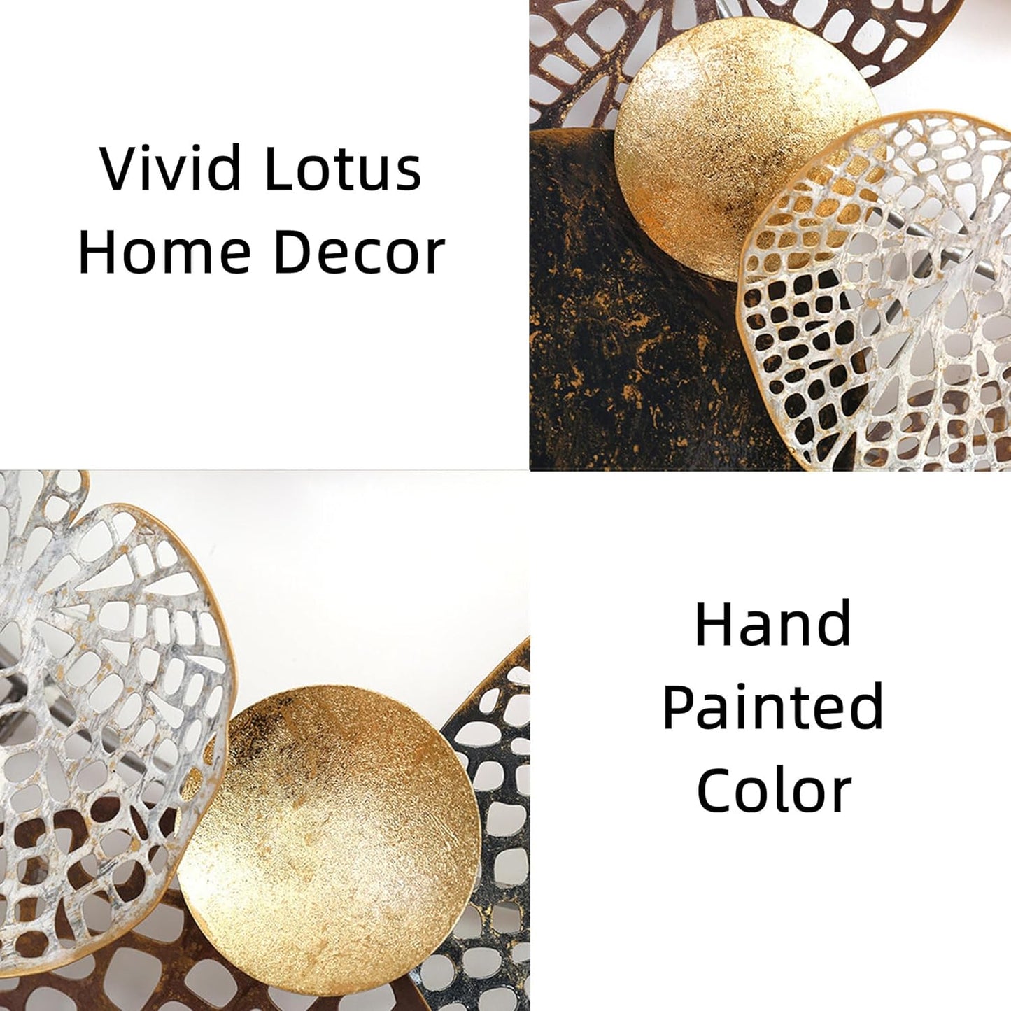 Large Boho Lotus Leaf Metal 3D Stacked Flower Wall Art Decor Decoration 52.5" x 26.5"