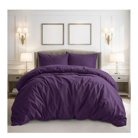 Purple Microfiber King Duvet Cover Set w/ Shams & King Down Alt Duvet Insert