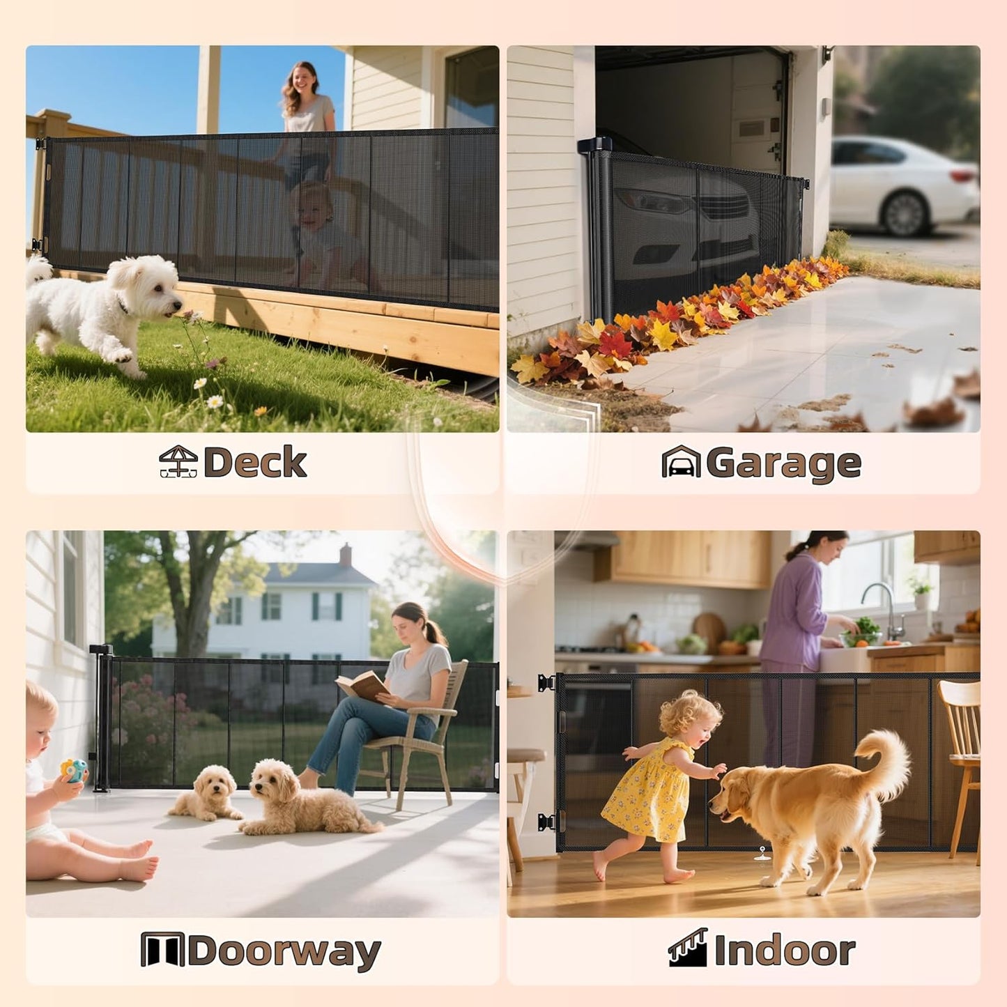 New Retractable Baby / Pet Gate Extra Wide Reinforced 34" x 200" Indoor Outdoor 16FT Garage Gate