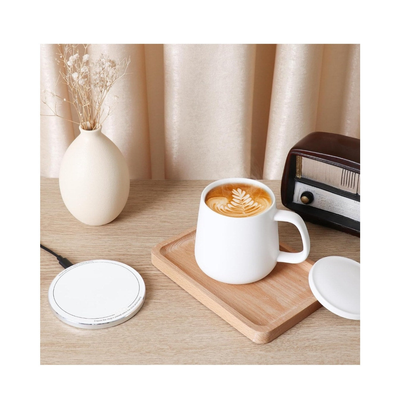 Coffee Cup Mug Warmer Set Smart Constant Temperature 131°F  Wireless Charging 12.8 oz