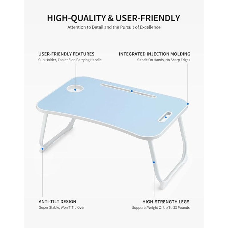 New Laptop Bed Desk Foldable Lap Table Stand with Cup Holder & Tablet Slot