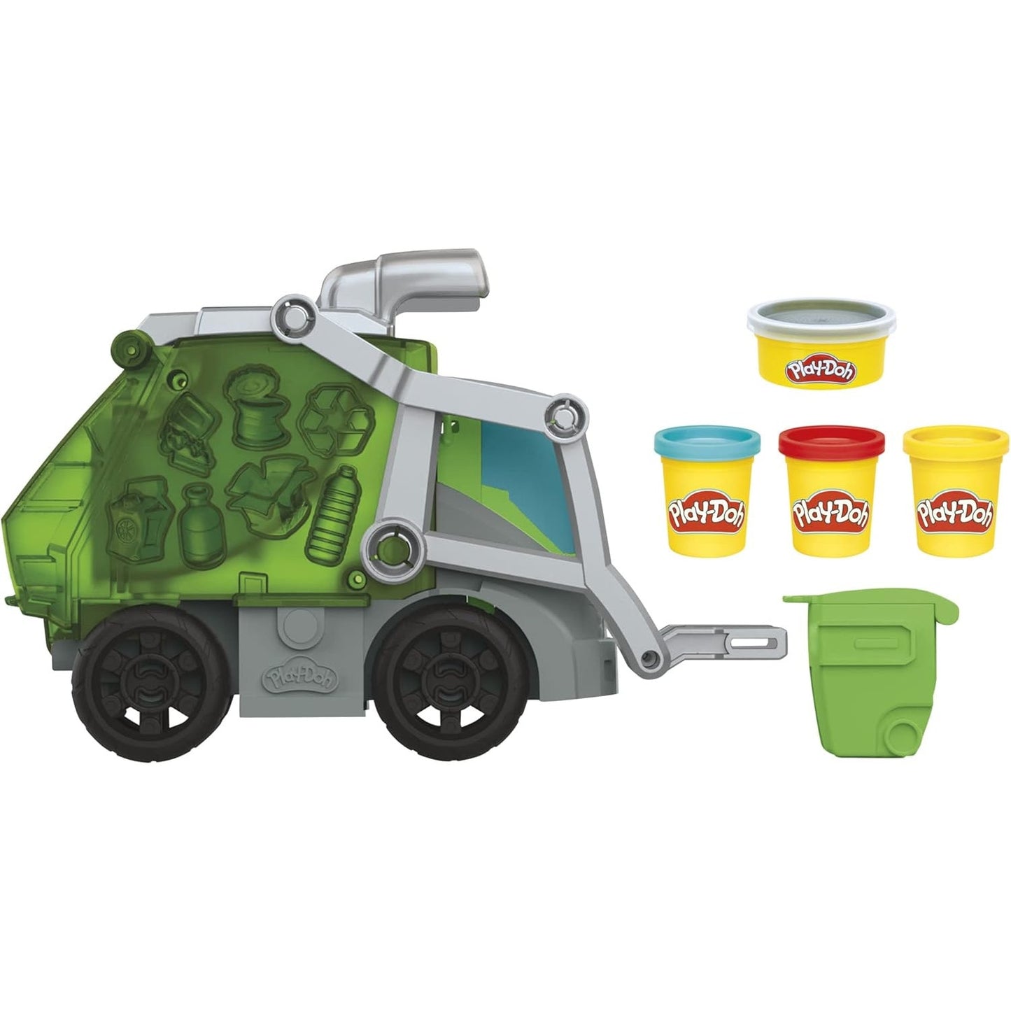 Play-Doh Wheelie Bin Truck, with Faux Garbage Modelling Clay and 3 Pots