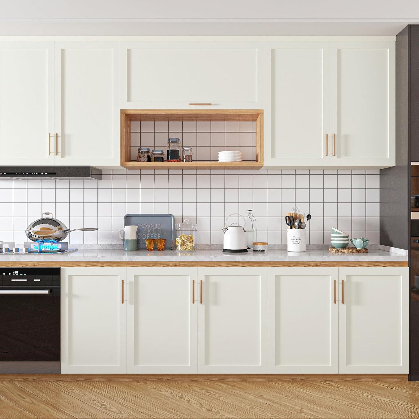 Matte Off White Peel & Stick Vinyl for Cabinets Walls Waterproof Self Adhesive Removable