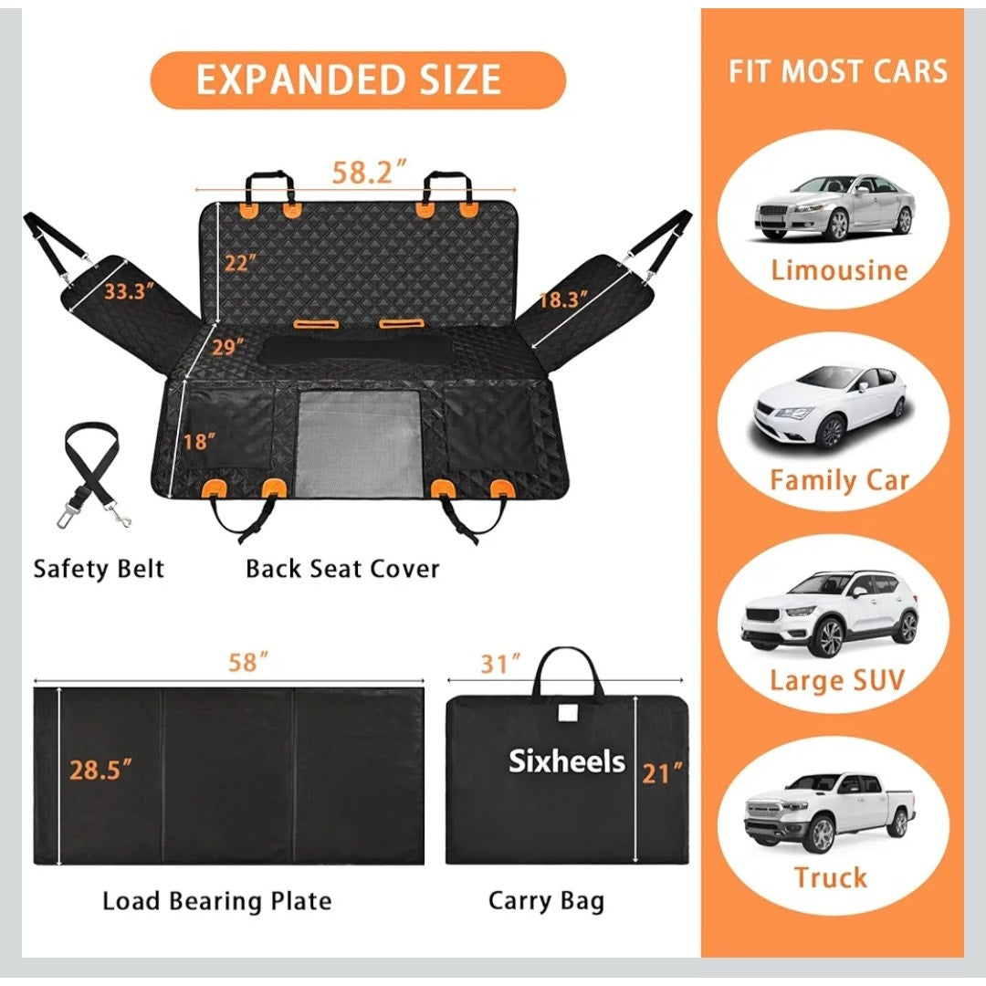 New Pet Rear Seat Cover Hard Bottom Backseat Extender For Full Size Truck SUV