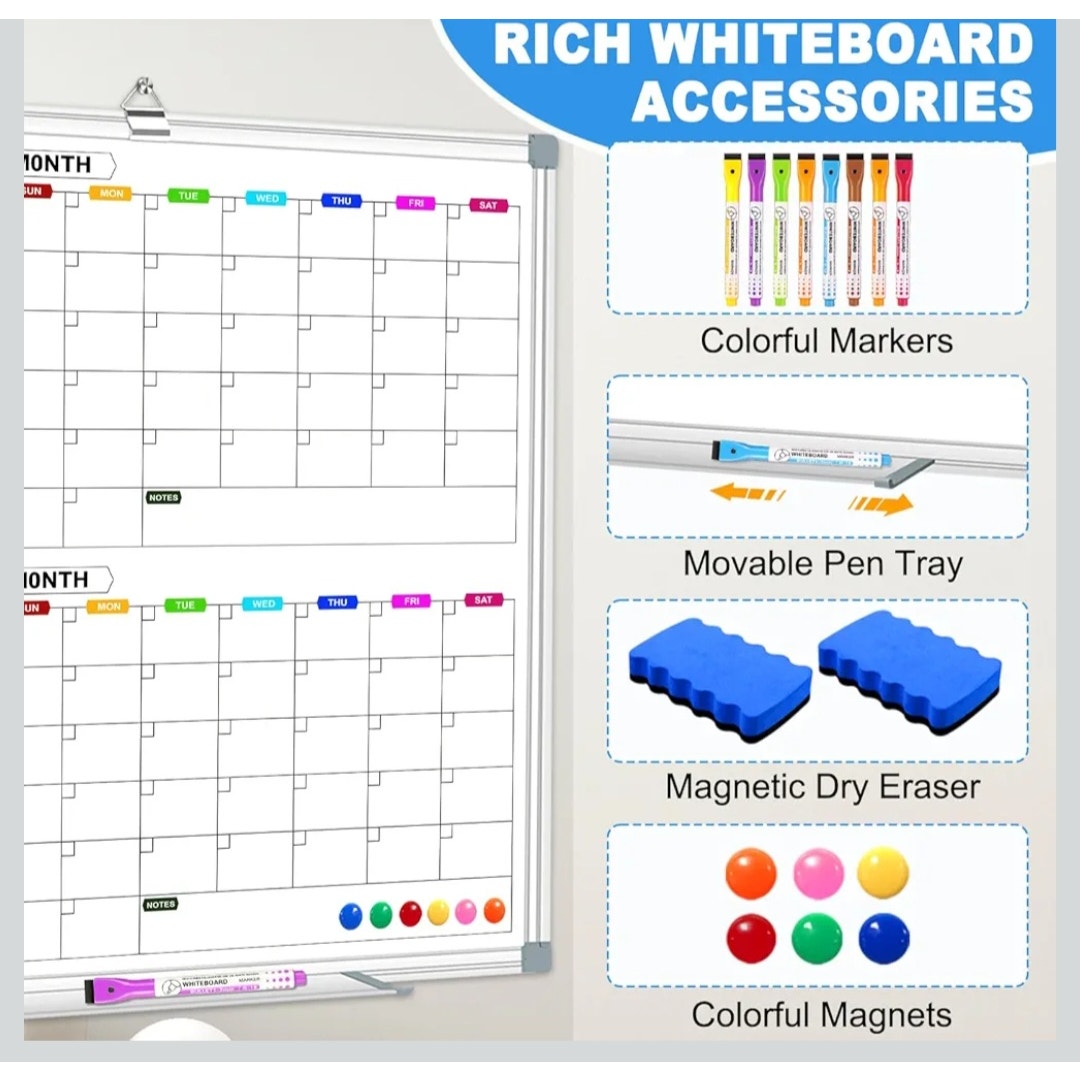 New Magnetic 4 Month Calendar Whiteboard 36" x 24" Dry Erase Board