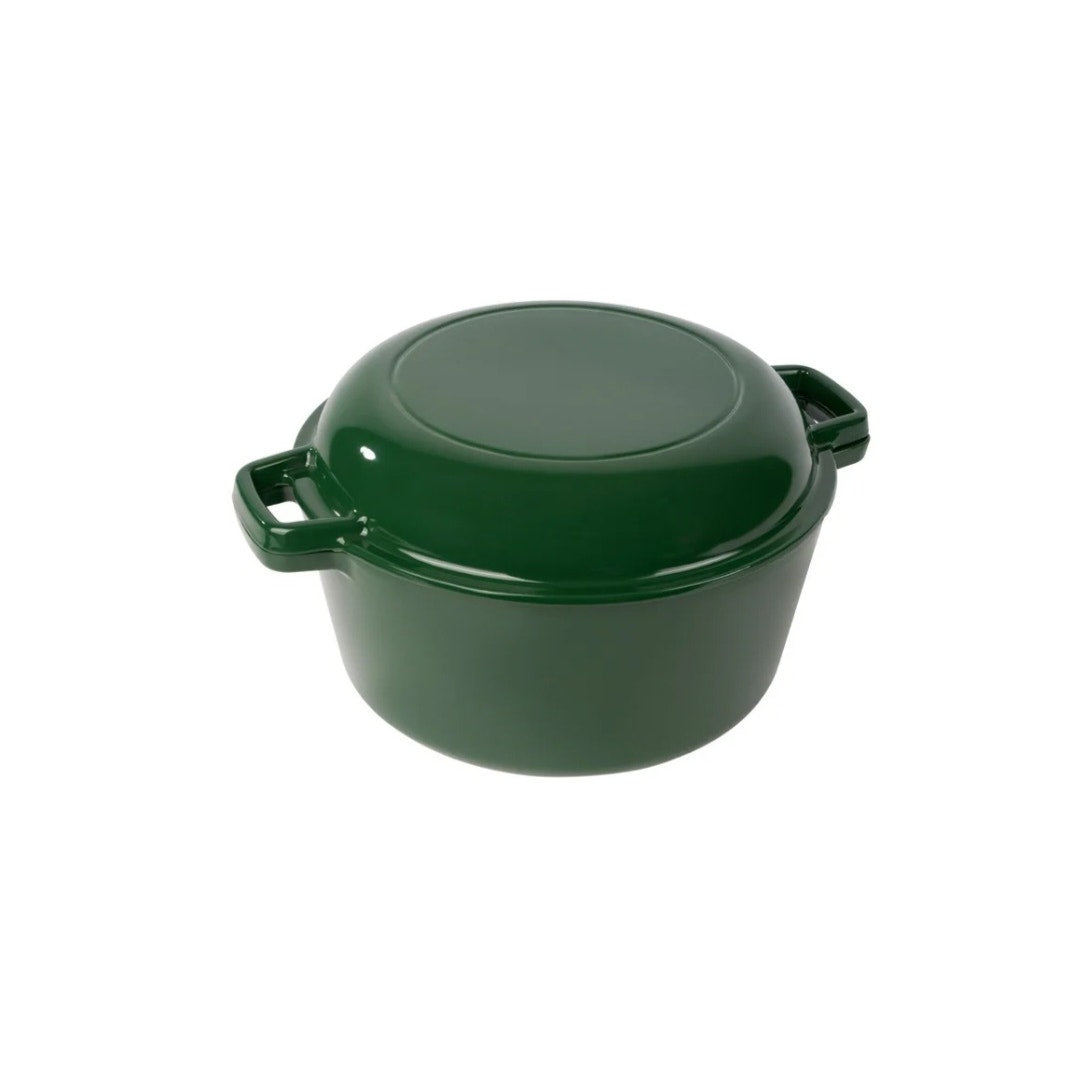 New in Box 2-in-1 Enameled Cast Iron Dutch Oven Pot Lid Pan 6qt + 2qt