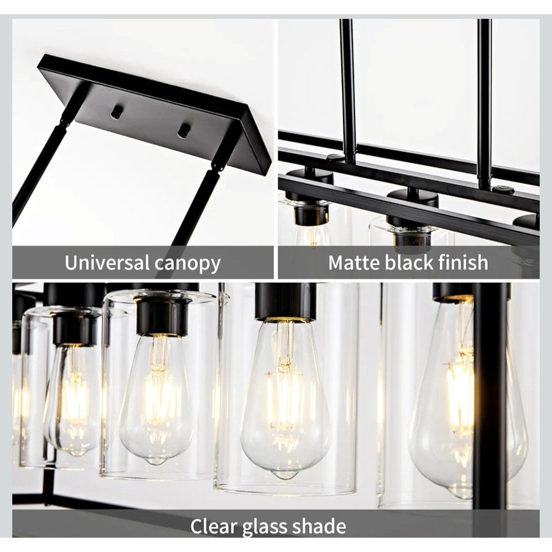 New 5 Light Fixture Matte Black Chandelier Pendant Lighting Adjustable Height