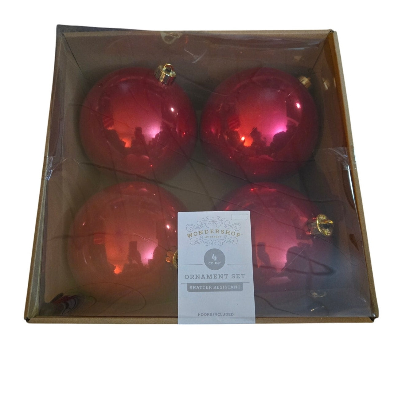 4ct 150mm/5.91" Christmas Ornament Set Red