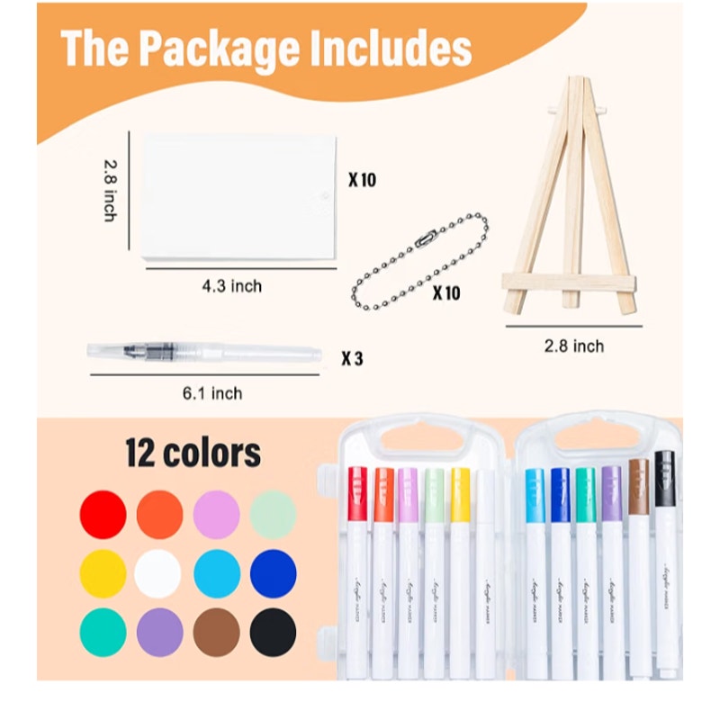 Magic Puffy Paint 3D Foam Texture Painting Kit Drawing Canvas Sponge 12 Color Brush Tip
