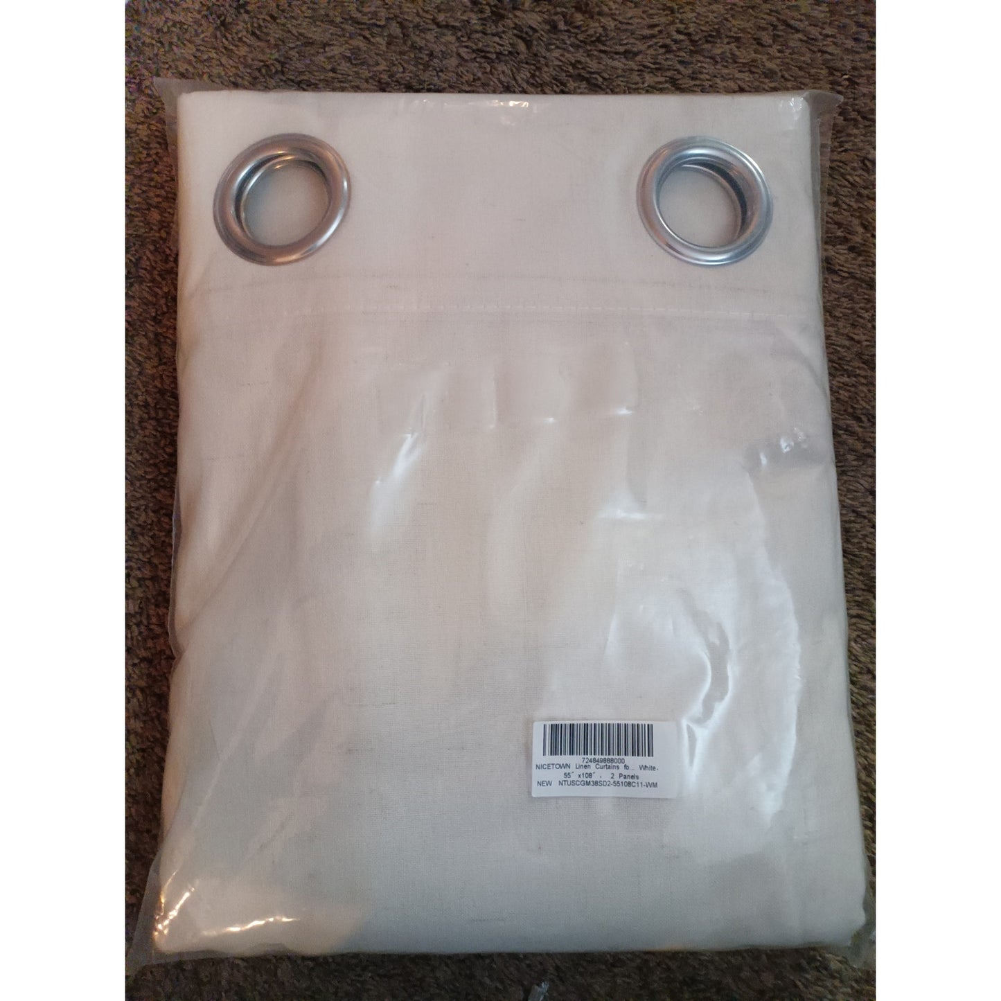 Natural Off-White Linen Curtains w/ Grommets 55"x110" 2 Panel Set