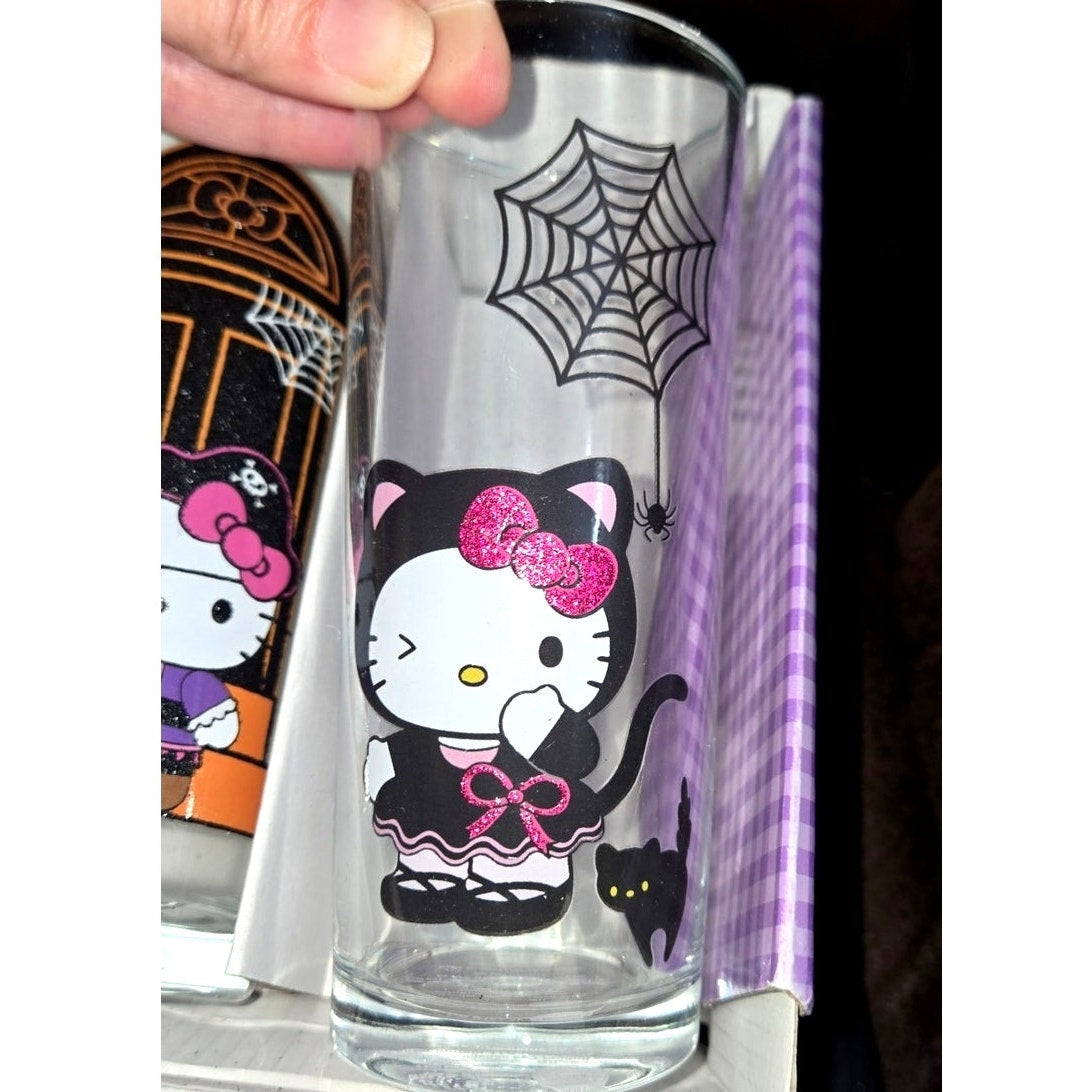 Hello Kitty and Friends Halloween Glassware Set of 4 - Sparkly 10oz Glasses - New