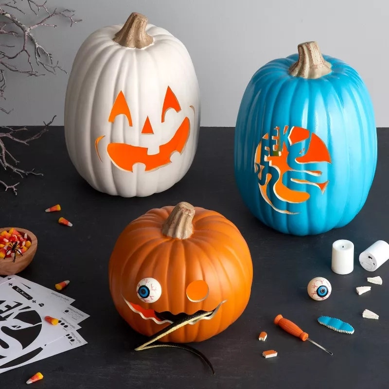 9" Carvable Faux Halloween Pumpkin Orange - Hyde and EEK!