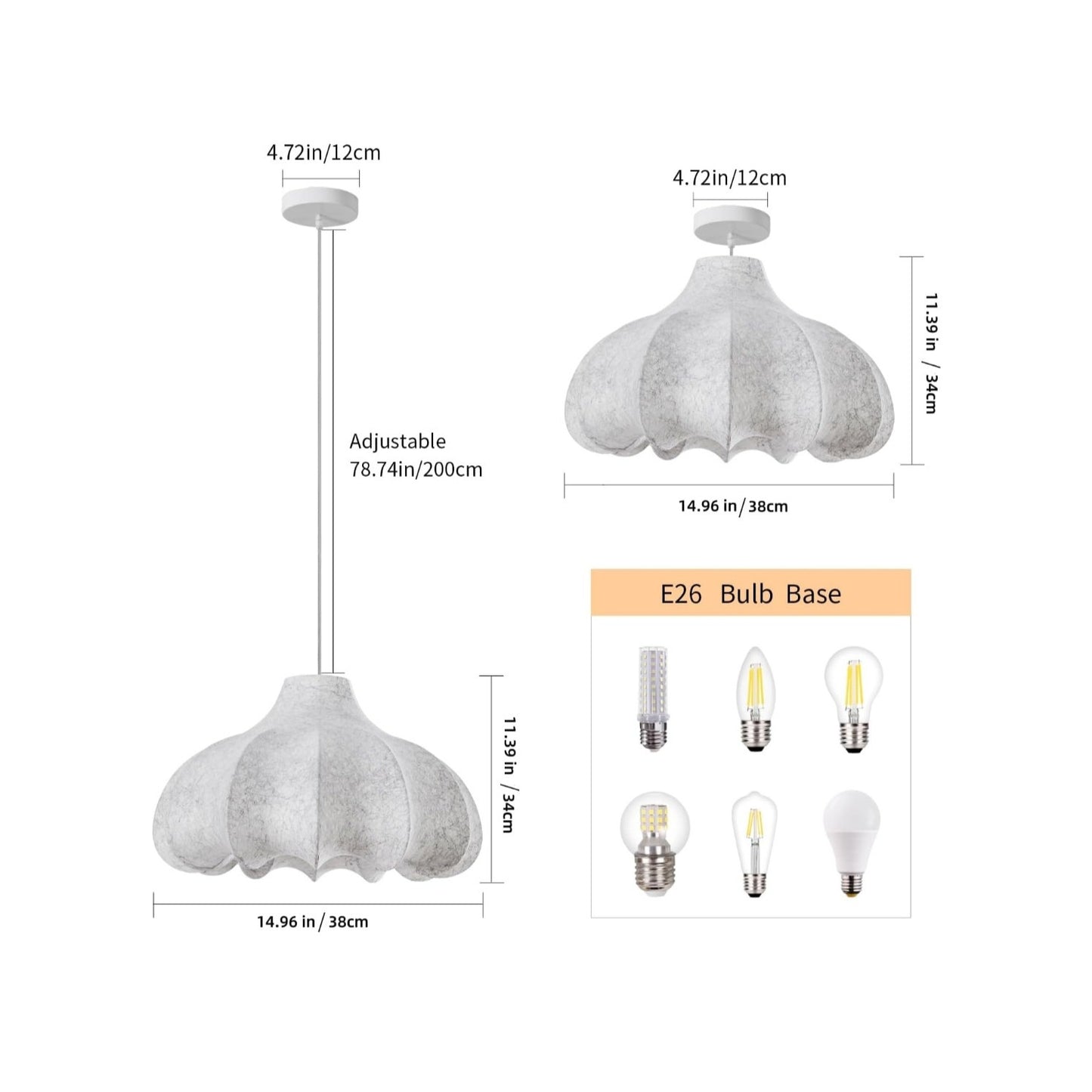 New Silk 15-inch Modern Pendant Light Fixture Unique