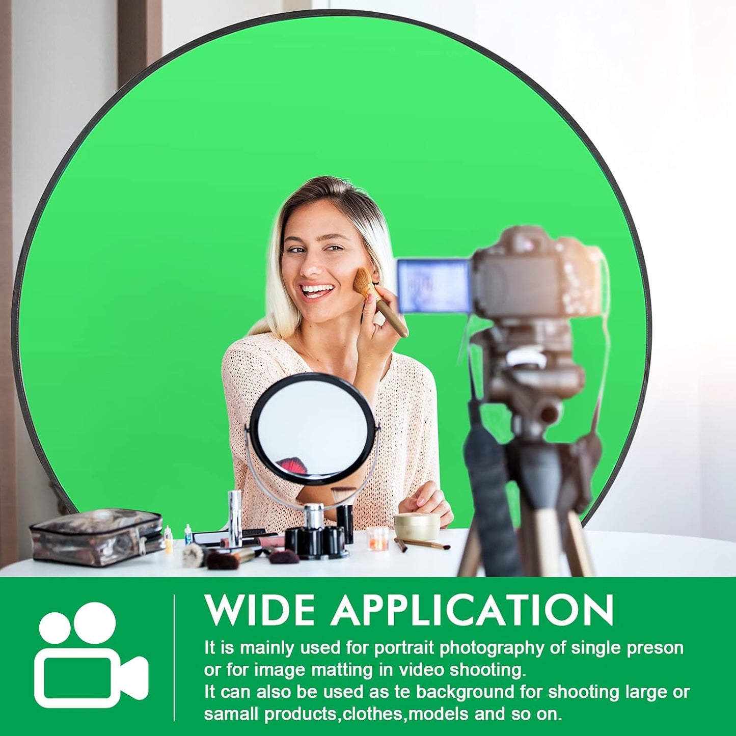 New Portable 57" Green Screen for Chair Greenscreen Backdrop Background Streaming Gaming Meeting