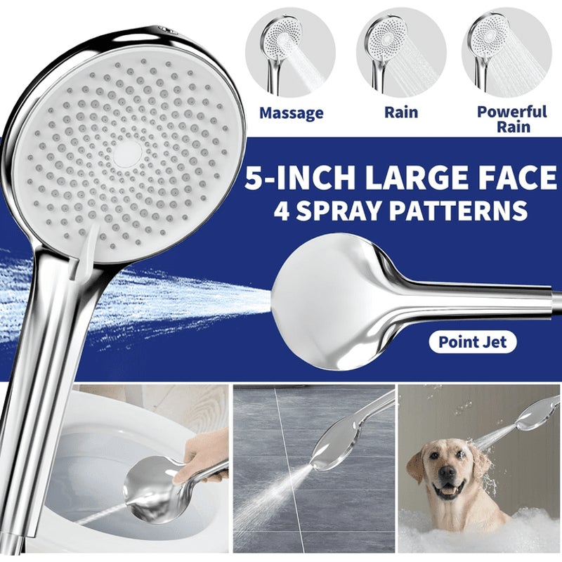 8" High Rainfall Showerhead & Handheld Shower Head Chrome w/ Diverter