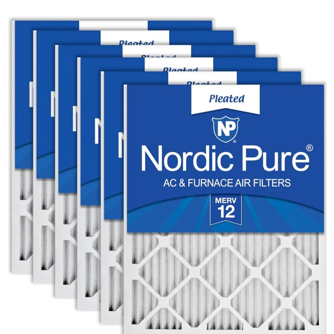 Nordic Pure 24x24x1 (23 3/8 x 23 3/8 x 3/4) Pleated MERV 12 Air Filters 6 Pack