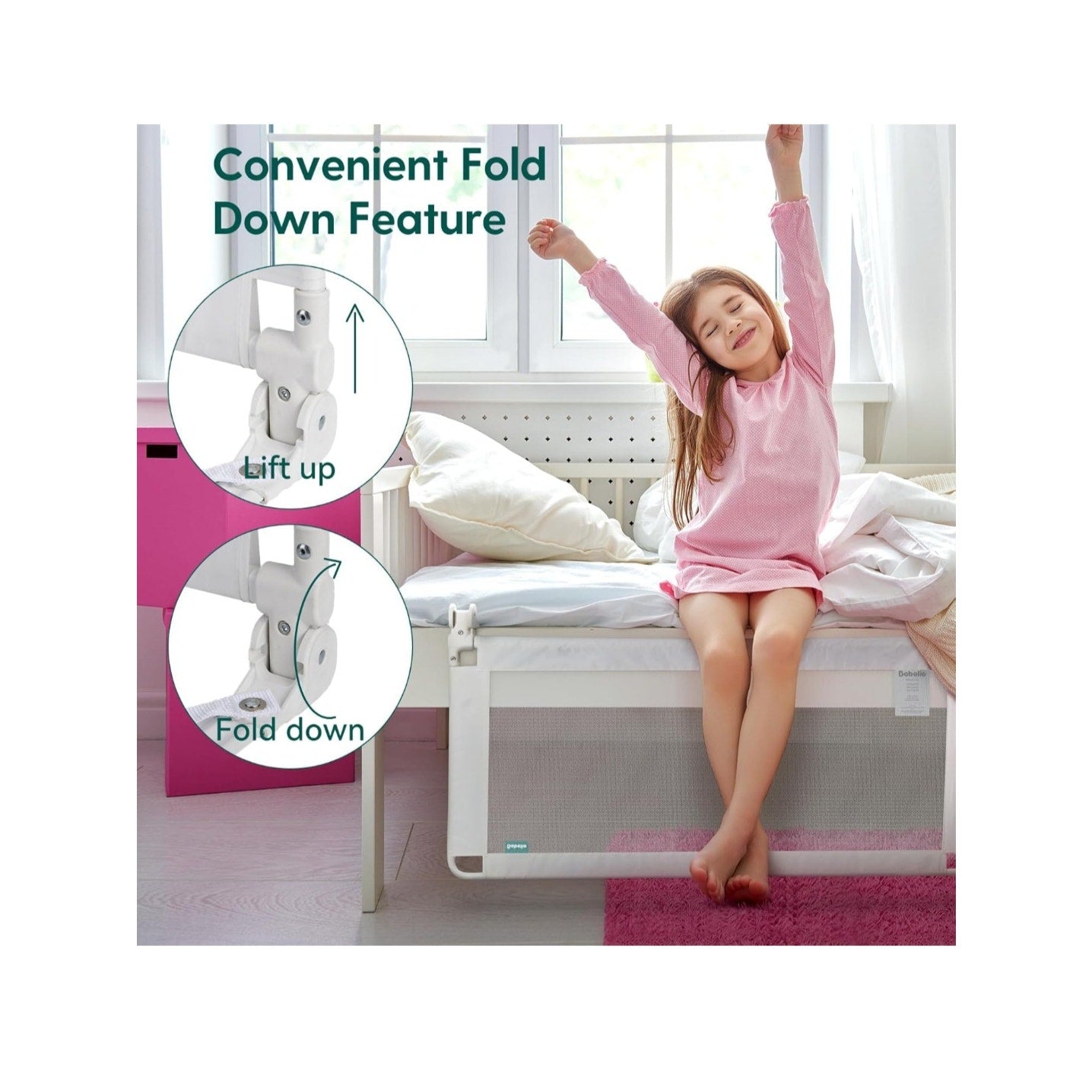 Toddler Bed Rail Guardian 39"-51" Side Guard for Twin/Queen/Full Size Bed 22.5" Tall