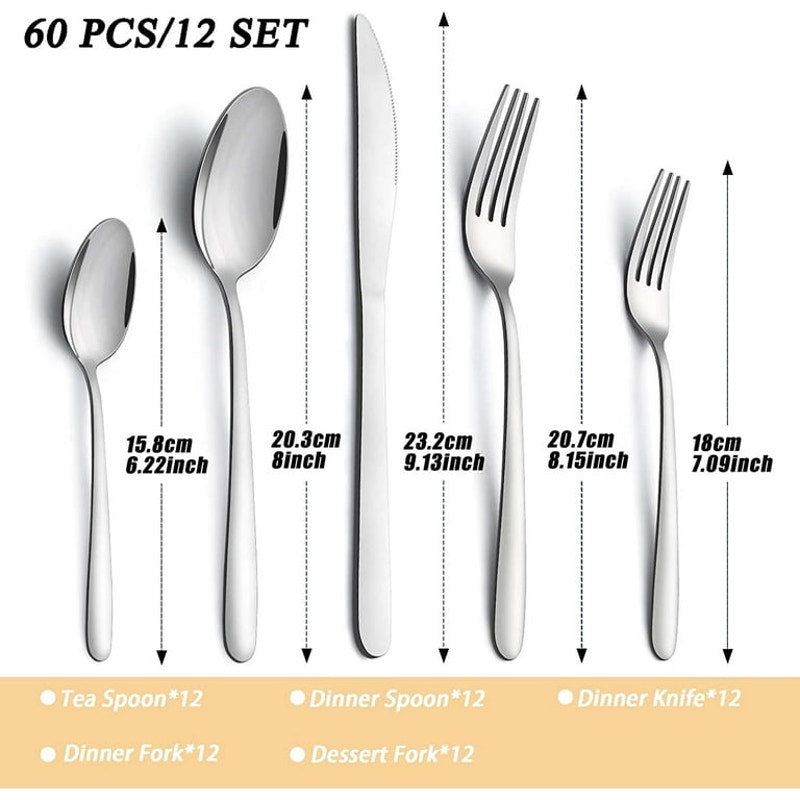 Silverware Set, 60 Pieces Stainless Steel Flatware Set for 12