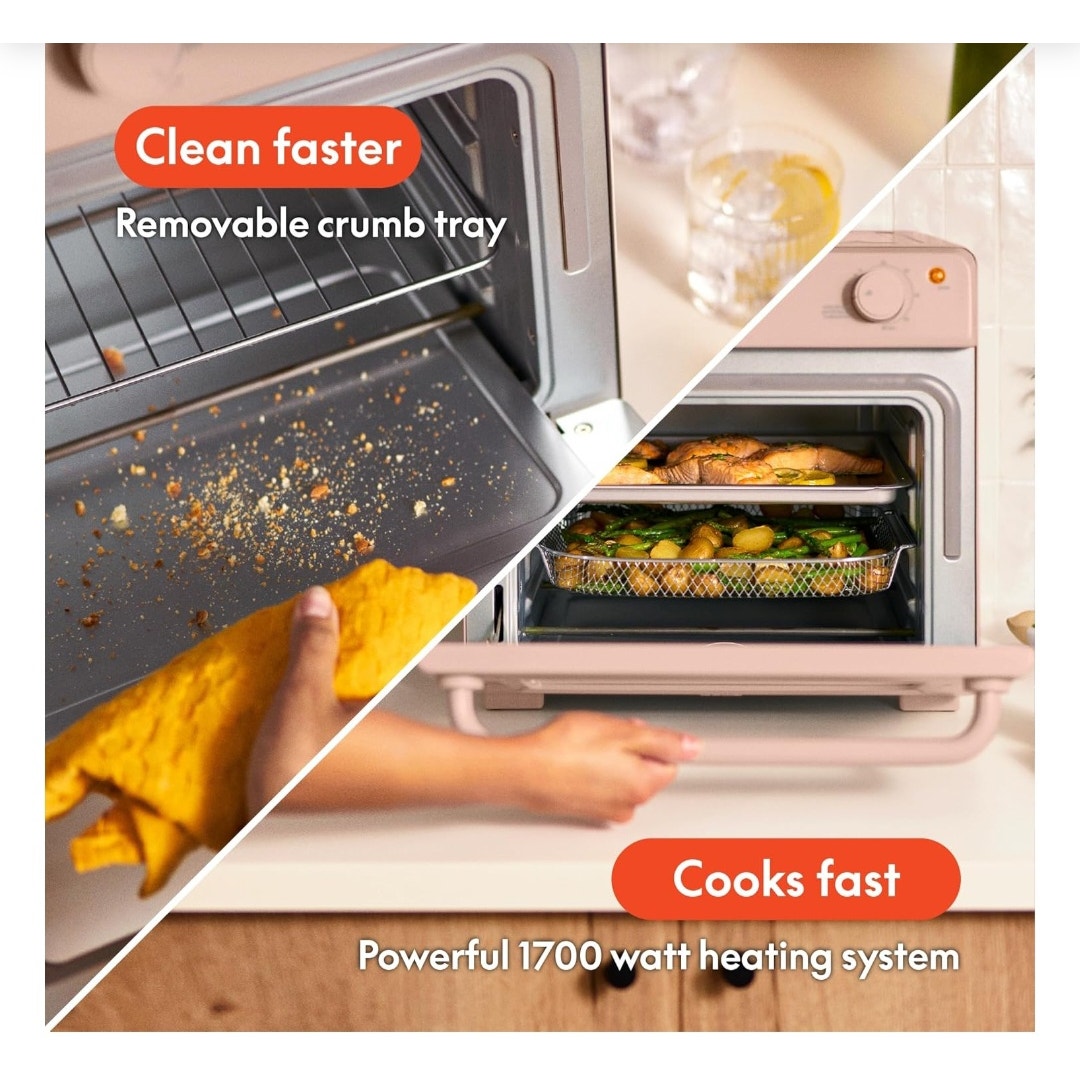 PINK bella Air Fry Fryer Toaster Oven w/ Convection Bake, Auto Shut Off, Timer New in Box