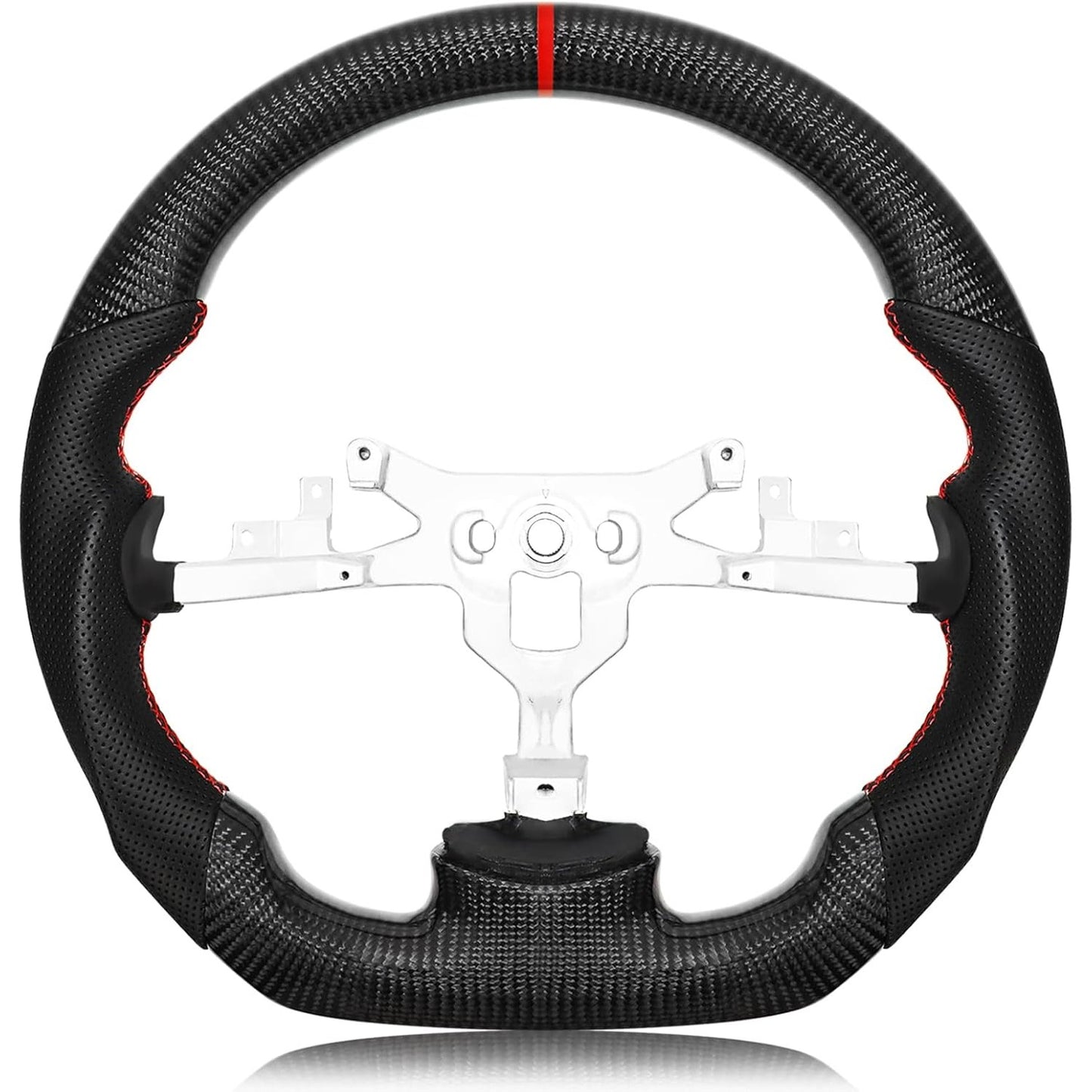 Carbon Fiber Steering Wheel For Corvette C6 2006-2011 ZR1 Z06 D-shaped Nappa Perforated Leather