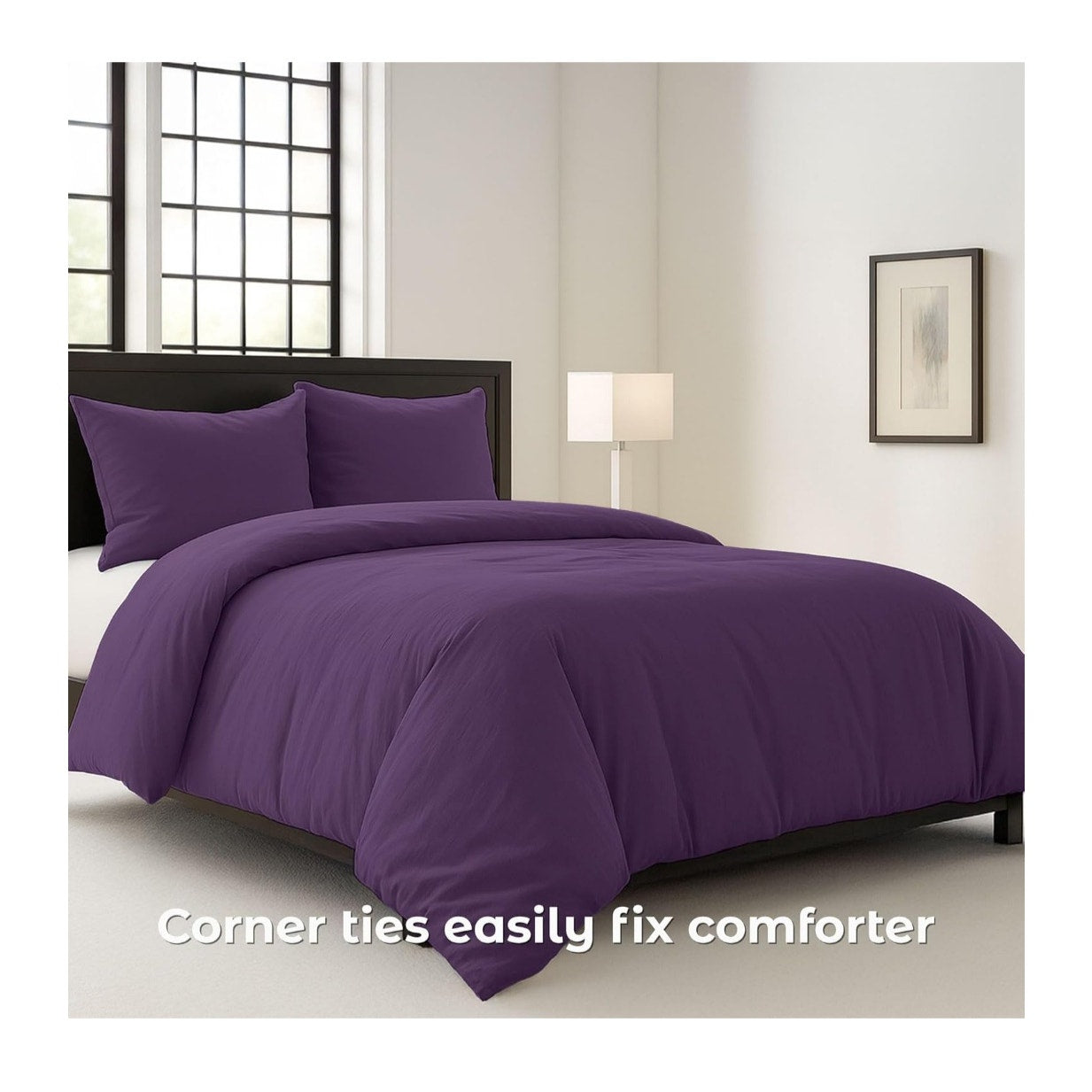 Purple Microfiber King Duvet Cover Set w/ Shams & King Down Alt Duvet Insert