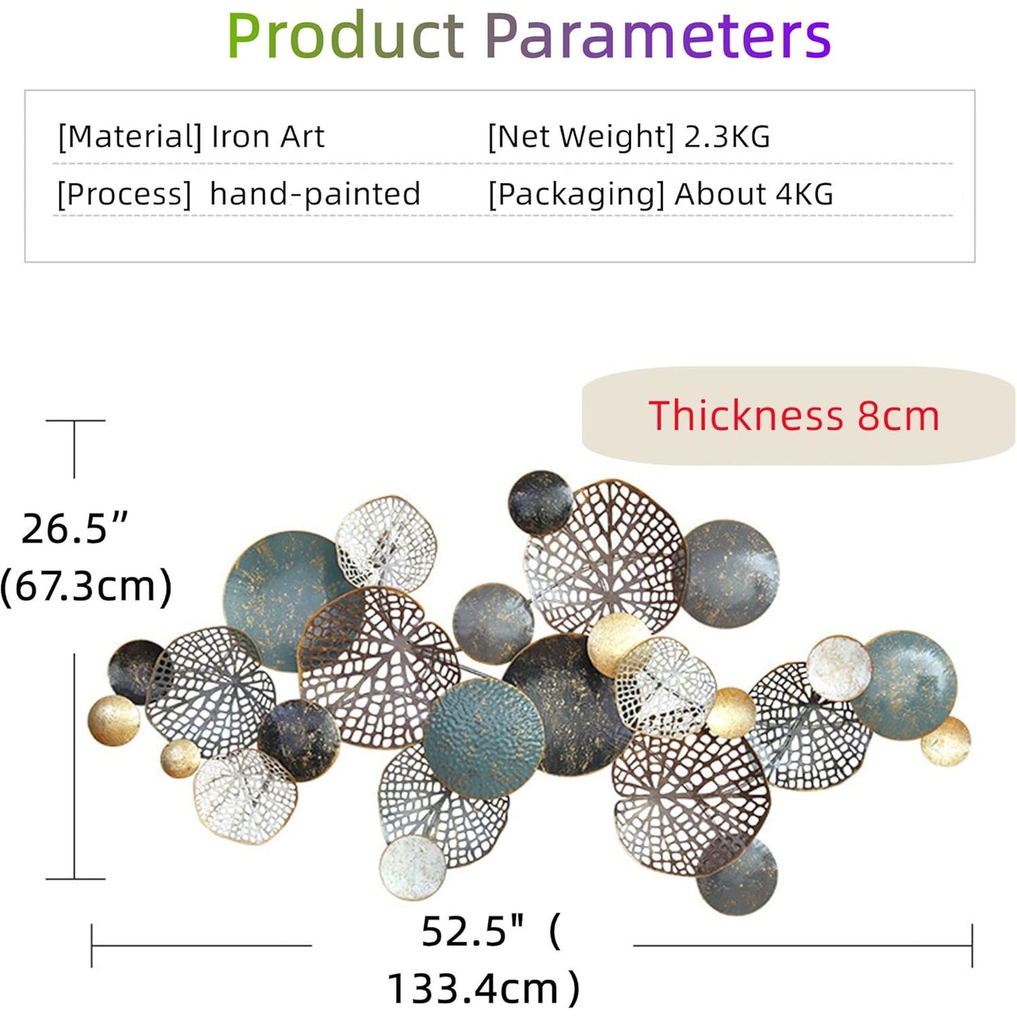 Large Boho Lotus Leaf Metal 3D Stacked Flower Wall Art Decor Decoration 52.5" x 26.5"