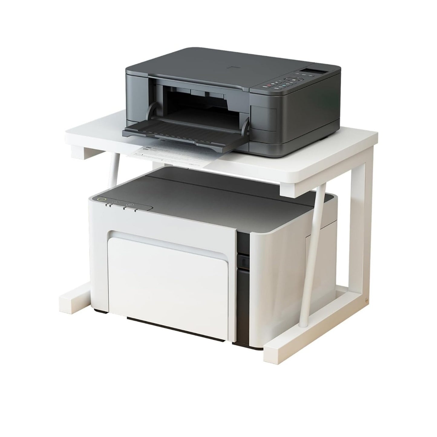 White Desktop Printer Stand 2-Tier Shelf for Printer Scanner Copier Fax Machines