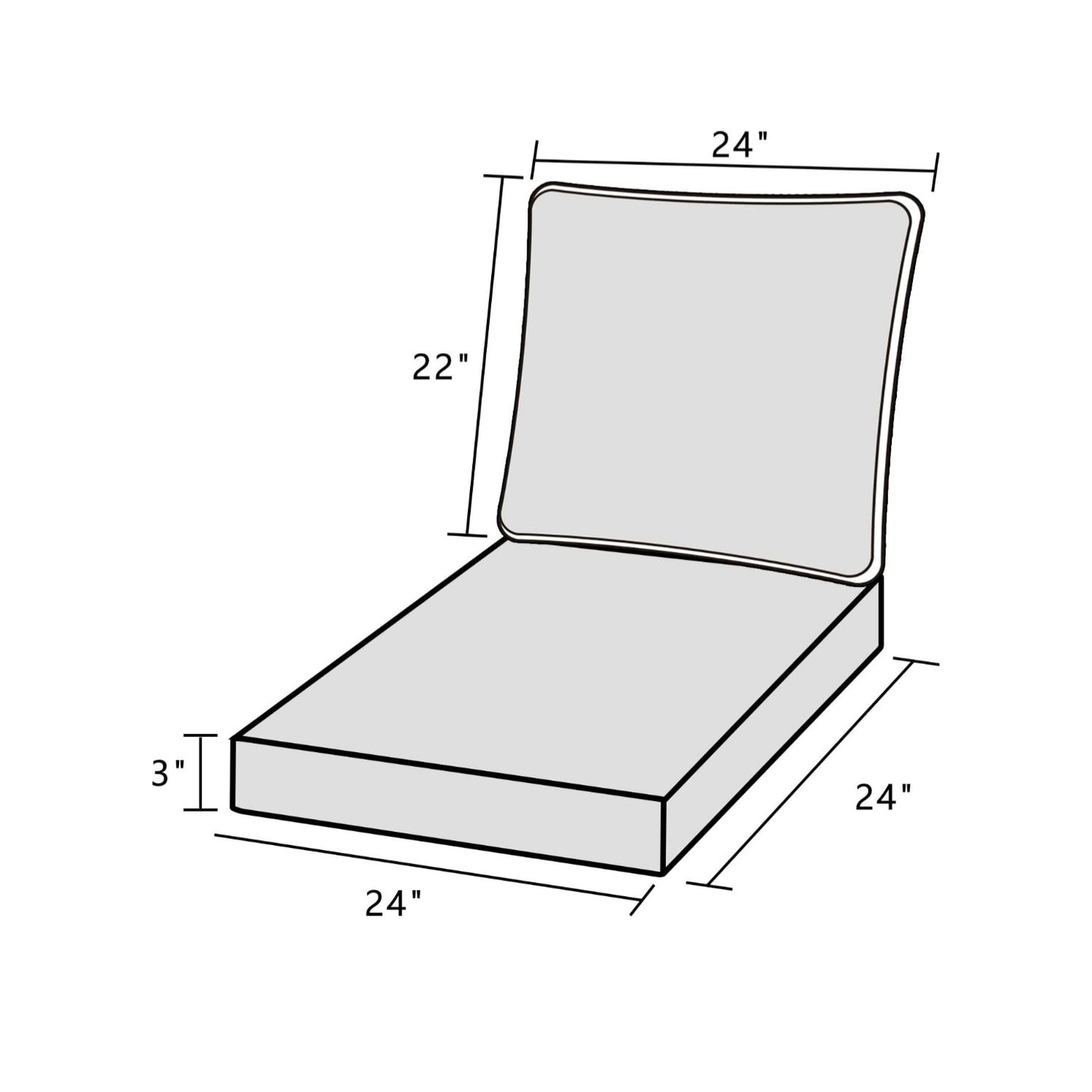 SET of TWO Deep Seat Patio Cushions 24x24 Outdoor Furniture w/ Removeable Cover Fade Resistant