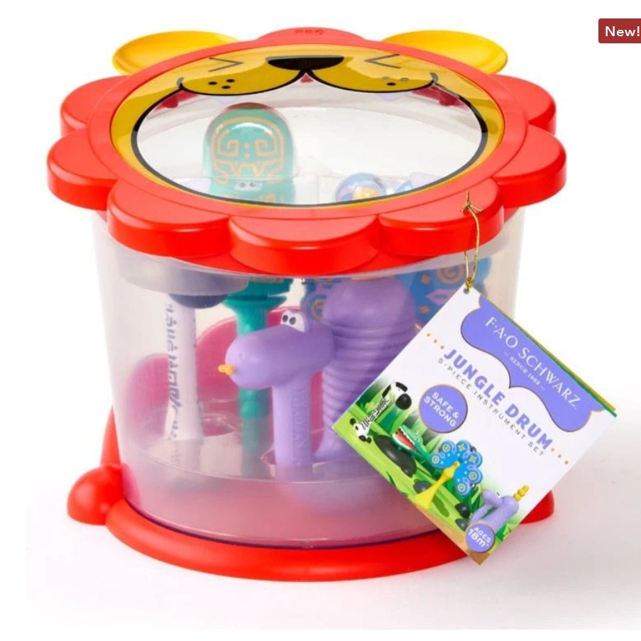 FAO Schwarz Jungle Drum 5-Piece Instrument Set NEW Toddler Toy