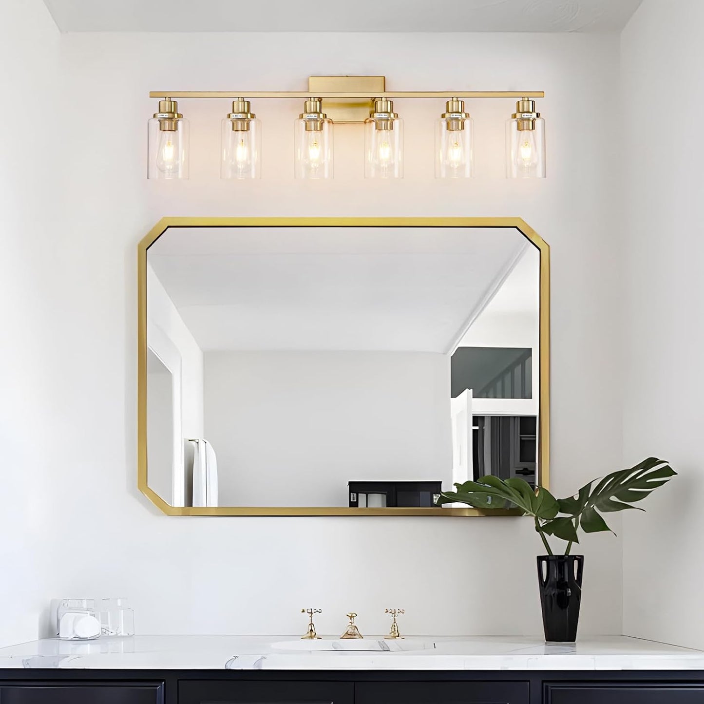 New 6 Light Gold Bathroom Light Fixture Brushed Brass Vanity Light Wall Lighting