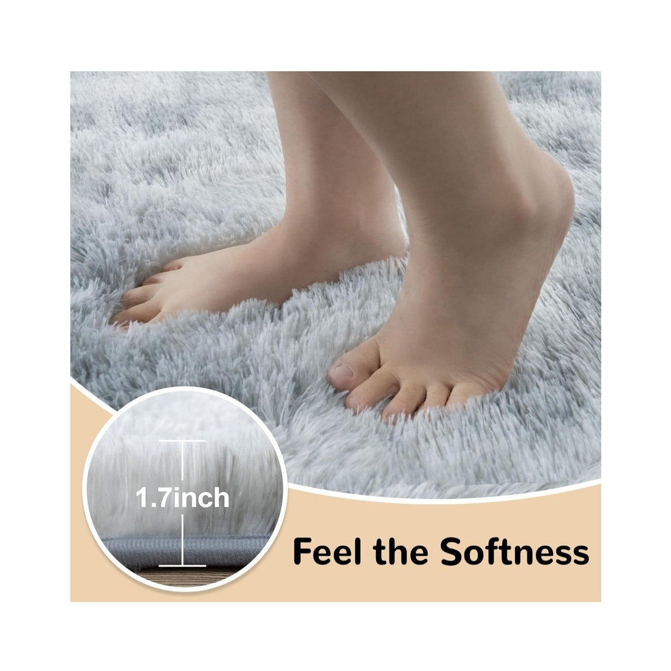 Large Fluffy Fuzzy Shag Rug 8x10 Non-Slip Gray