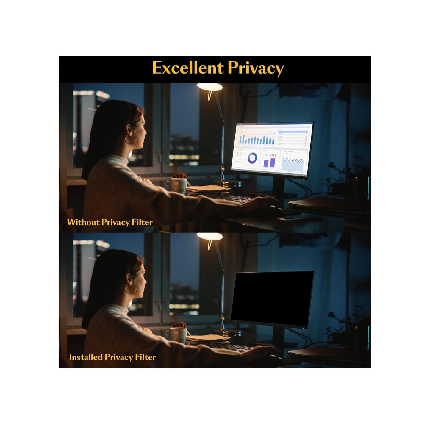 Magnetic Computer Privacy Screen 24 Inch Anti Blue Light Eye Protection Shield Filter