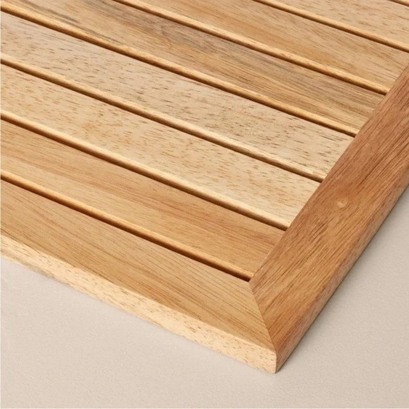 New Hearth & Hand with Magnolia Wood Slatted Bath Mat 24" x 14" Natural