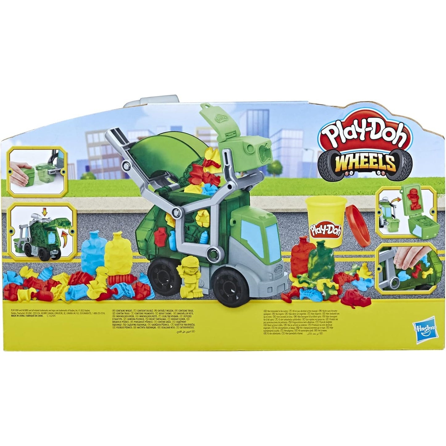 Play-Doh Wheelie Bin Truck, with Faux Garbage Modelling Clay and 3 Pots