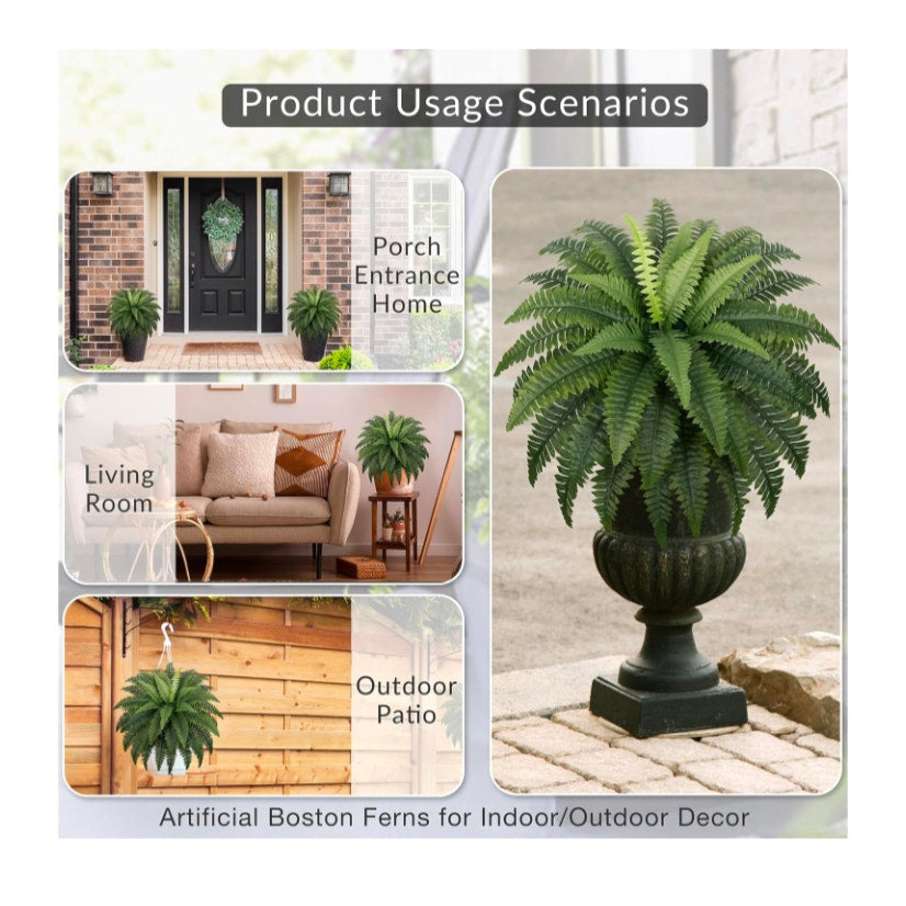 Fake Ferns - Set of 2 Faux Boston Ferns