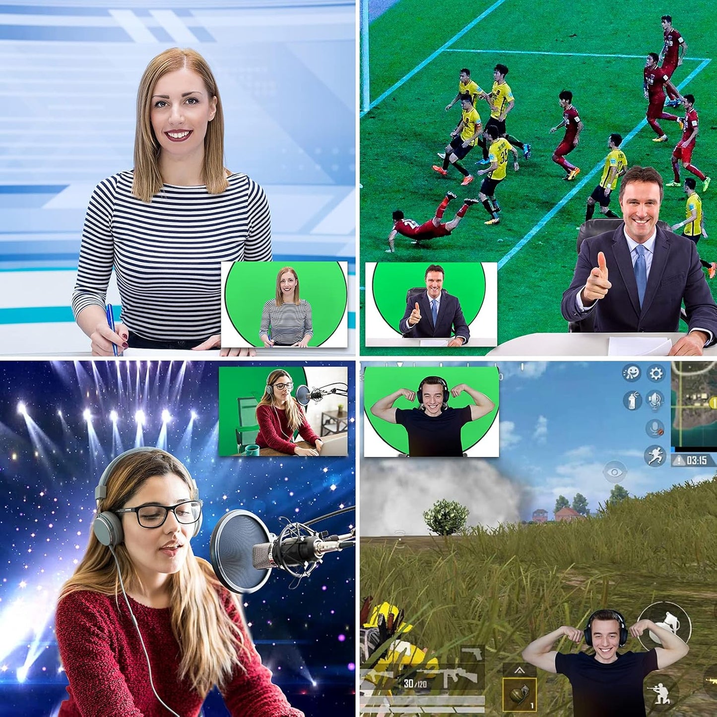 New Portable 57" Green Screen for Chair Greenscreen Backdrop Background Streaming Gaming Meeting