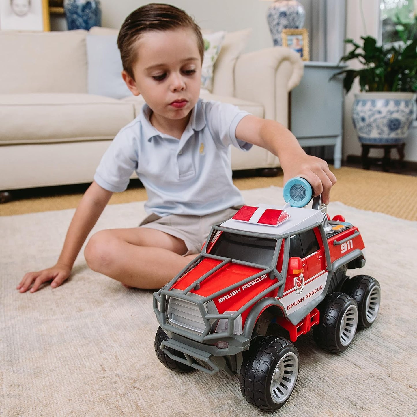 Maxx Action Fire Rescue Firetruck w/ Shooting Water Cannon Lights Sounds Motorized Drive