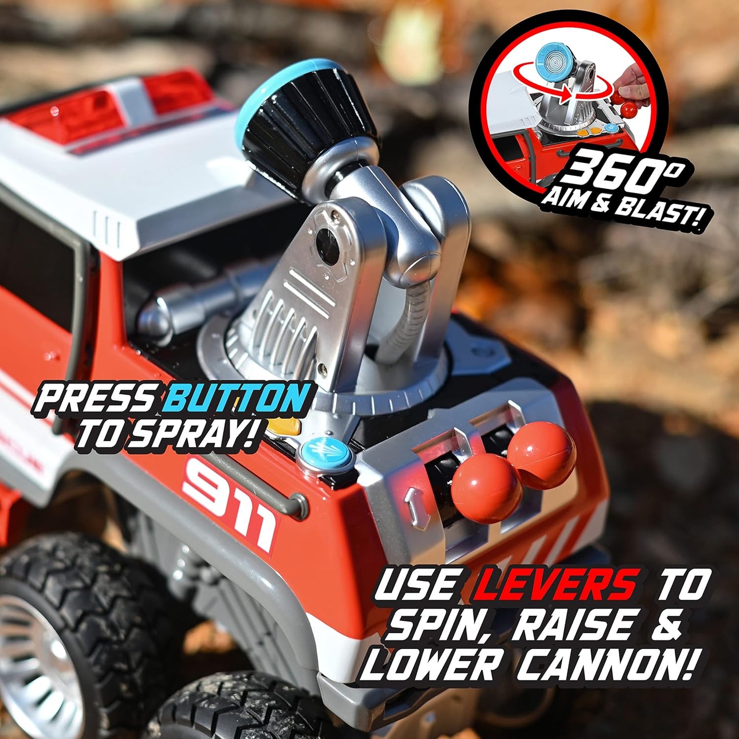 Maxx Action Fire Rescue Firetruck w/ Shooting Water Cannon Lights Sounds Motorized Drive