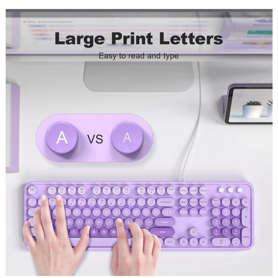 New Purple Large Print Keyboard USB Wired
