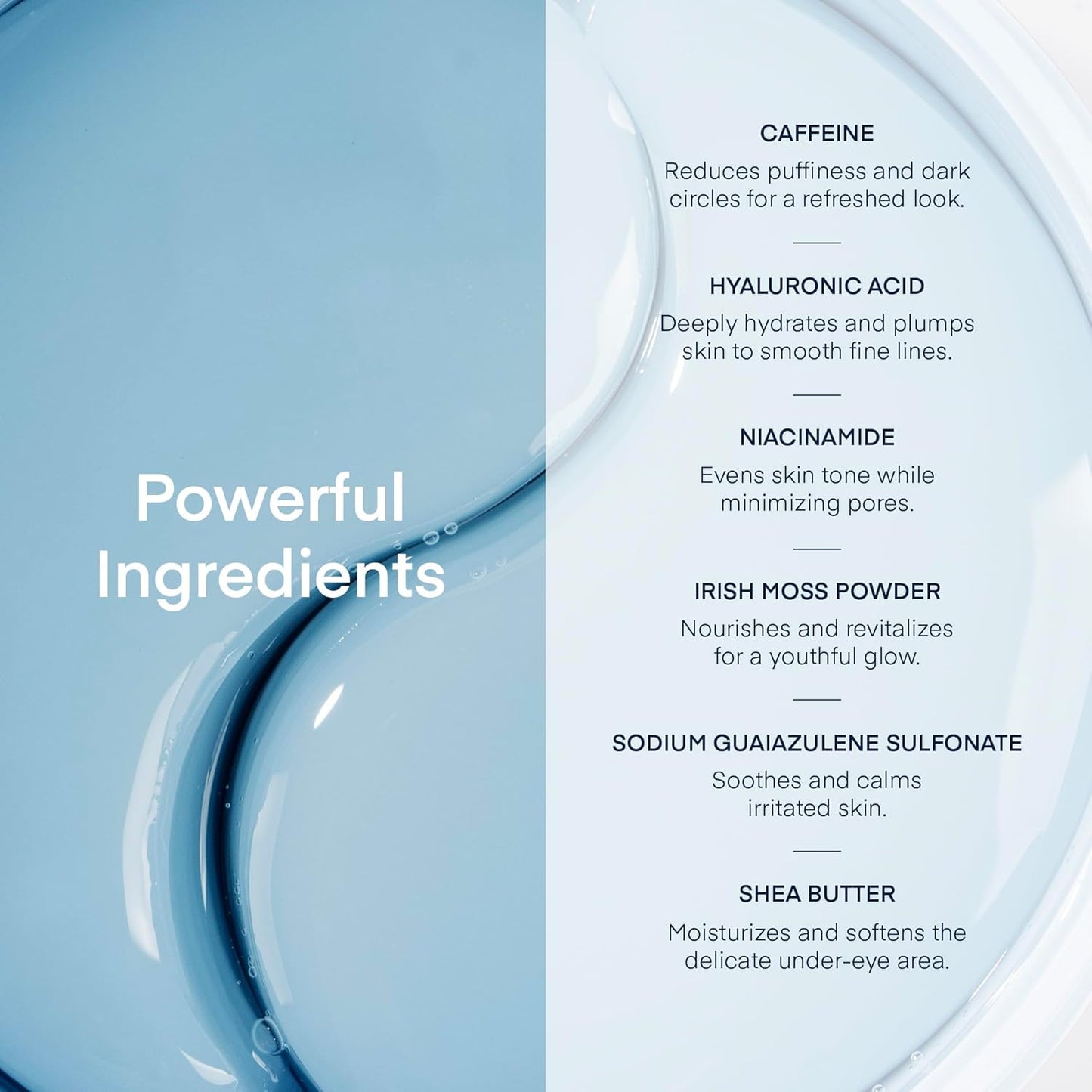 Under Eye Gel Patches w/ Caffeine Hyaluronic Acid Niacinamide Undereye Korea