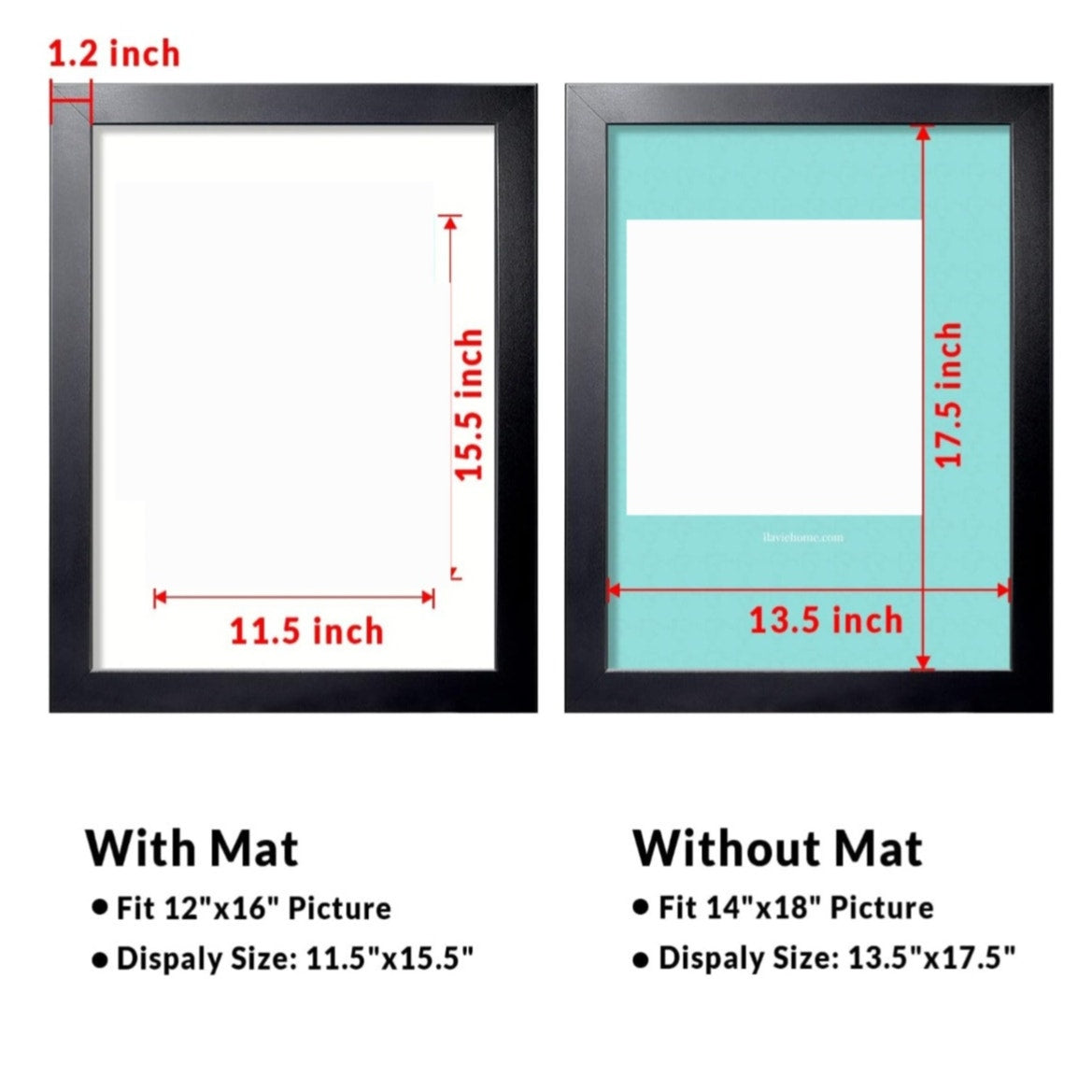 14x18 wood Picture Frame Black