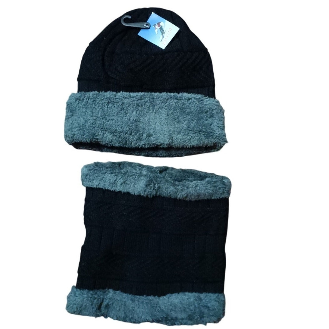 Unisex Warm Knit Fleece Lined Hat & Scarf